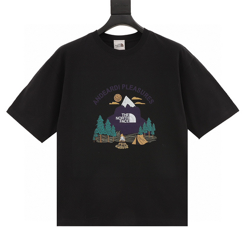designer,replica,clothing,fake,1:1,lv,luxury,high quality The North Face co-branded counter synchronizes camping outdoor scenery couple’s men’s and women’s same style printed short-sleeves (AD62)