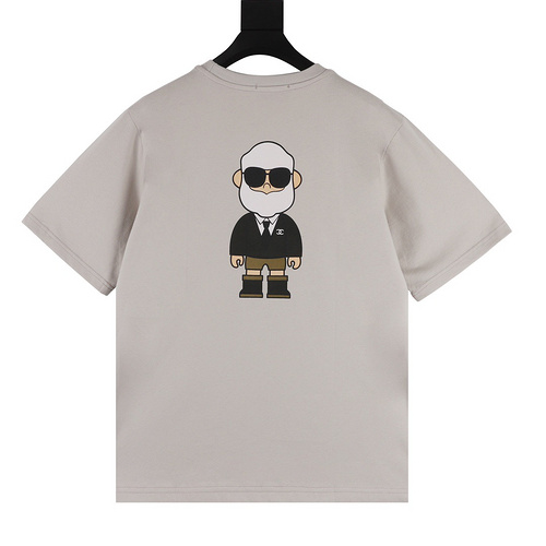 designer,replica,clothing,fake,1:1,lv,luxury,high quality Chonel Lafayette cartoon print couple style short-sleeved TEE on the back (8EEA)