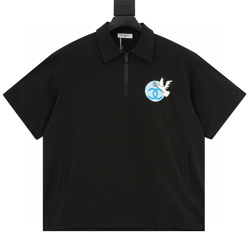 designer,replica,clothing,fake,1:1,lv,luxury,high quality Chonel peace dove print woven POLO shirt (2C96)