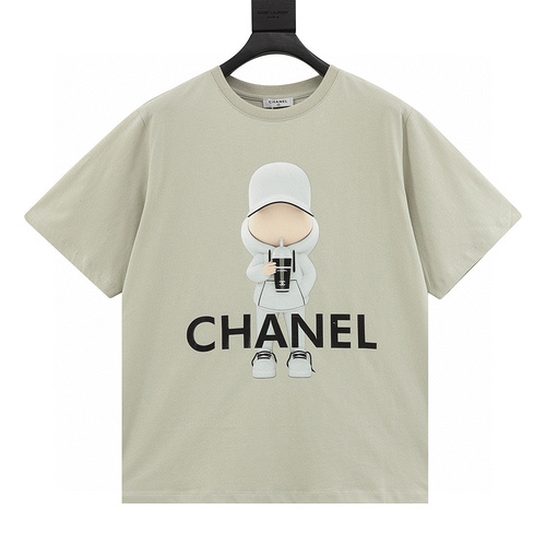 designer,replica,clothing,fake,1:1,lv,luxury,high quality Chonel doll printed LOGO short-sleeved T-shirt (BDE5)