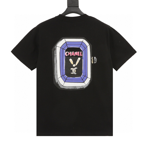 designer,replica,clothing,fake,1:1,lv,luxury,high quality Chonel hand-painted graffiti short-sleeves (696B)