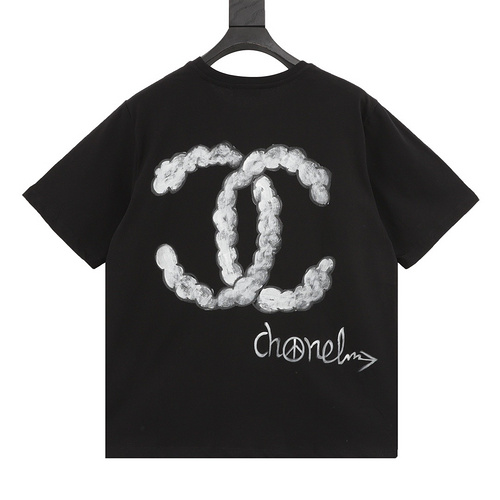 designer,replica,clothing,fake,1:1,lv,luxury,high quality Chonel hand-painted graffiti letters short sleeves (9CB5)