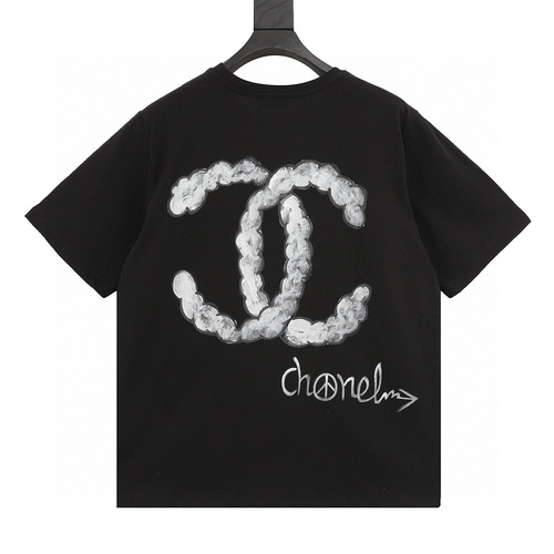 designer,replica,clothing,fake,1:1,lv,luxury,high quality Chonel hand-painted graffiti letters short-sleeve (F80B)