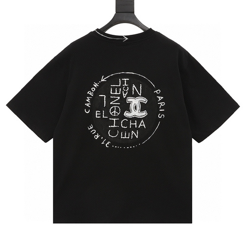 designer,replica,clothing,fake,1:1,lv,luxury,high quality Chonel hand-painted graffiti letters short-sleeved T-shirt (1435)