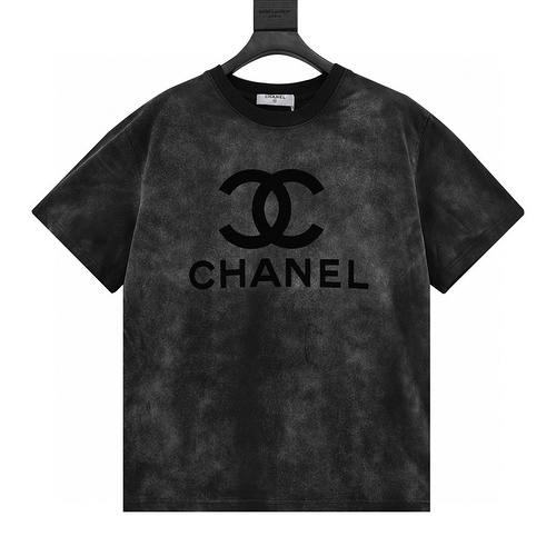 designer,replica,clothing,fake,1:1,lv,luxury,high quality Chonel washed double C short-sleeved T-shirt (A5DA)