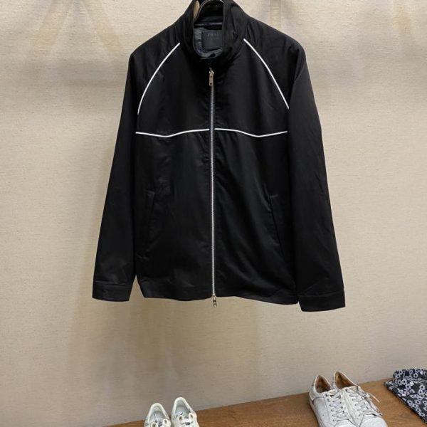 designer,replica,clothing,fake,1:1,lv,luxury,high quality Prada stand collar simple sports zipper jacket