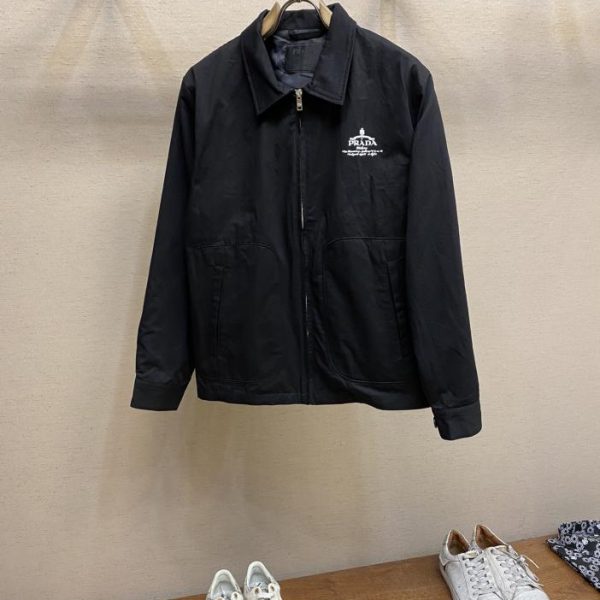 designer,replica,clothing,fake,1:1,lv,luxury,high quality Prada 24FW early autumn new triangle logo letter printed zipper jacket