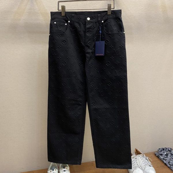 designer,replica,clothing,fake,1:1,lv,luxury,high quality L*  early spring new heavy-duty full-embossed denim trousers