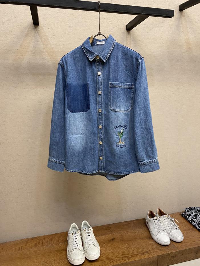 designer,replica,clothing,fake,1:1,lv,luxury,high quality Dior 2024ss lily of the valley embroidered denim shirt designer,replica,clothing,fake,1:1,lv,luxury,high quality Dior 2024ss lily of the valley embroidered denim shirt