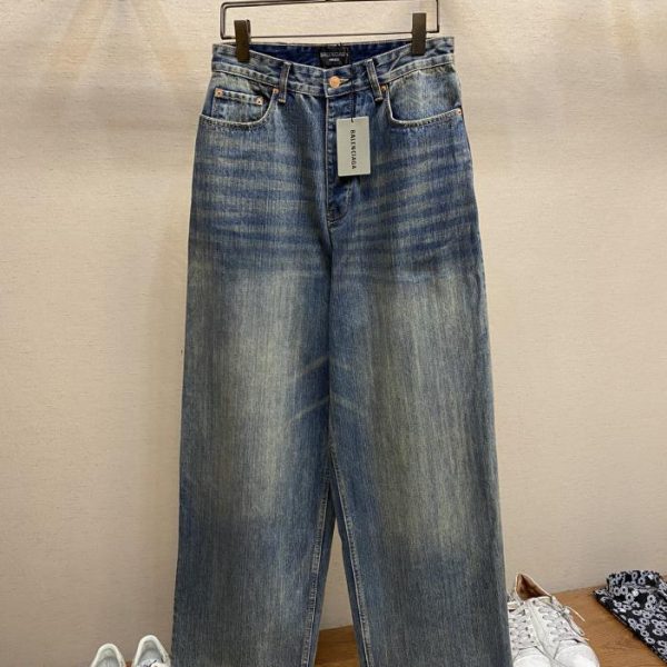 designer,replica,clothing,fake,1:1,lv,luxury,high quality Balenciag washed loose wide-leg jeans