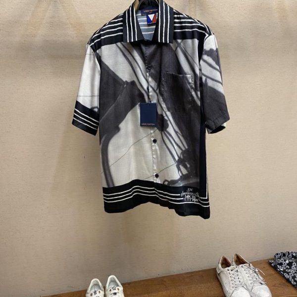 designer,replica,clothing,fake,1:1,lv,luxury,high quality L*  new printed mulberry silk short-sleeved shirt