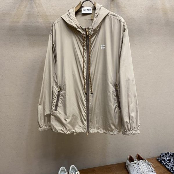 designer,replica,clothing,fake,1:1,lv,luxury,high quality Miu miu 24 early autumn rope gray sun protection jacket