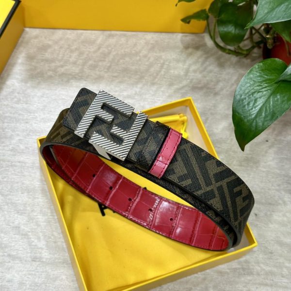 designer,replica,clothing,fake,1:1,lv,luxury,high quality FENDI 4.0CM wide double loop reversible belt
