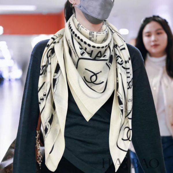 designer,replica,clothing,fake,1:1,lv,luxury,high quality Chenel double-sided tonal cashmere square scarf