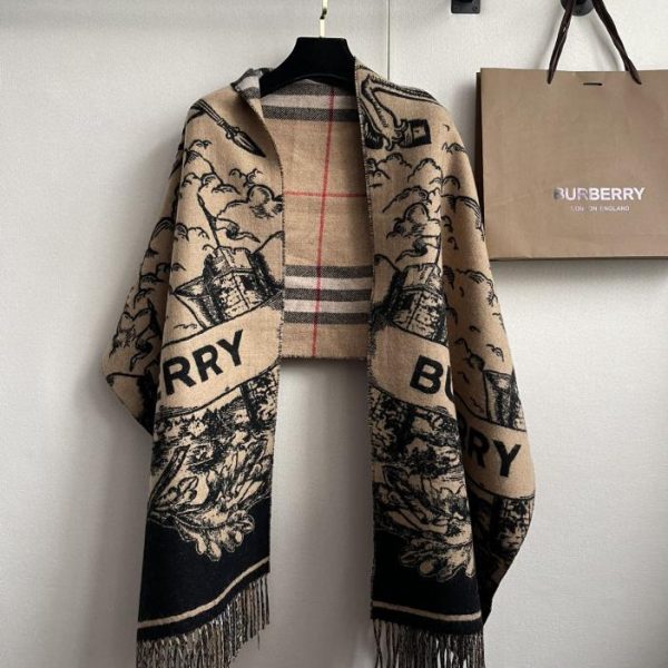 designer,replica,clothing,fake,1:1,lv,luxury,high quality Burberry War Horse Knight Reversible Shawl