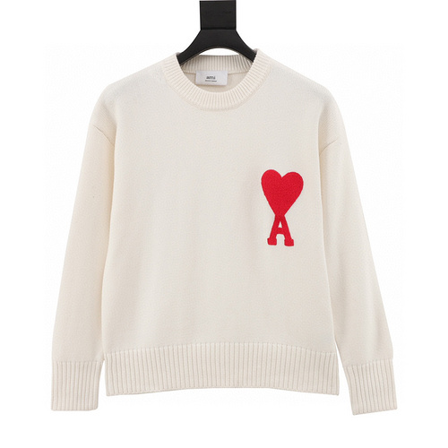 designer,replica,clothing,fake,1:1,lv,luxury,high quality AMI PARIS love embroidered crew neck sweater (46BA)