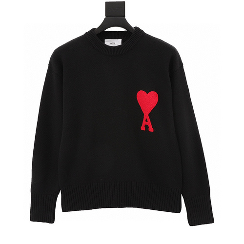 designer,replica,clothing,fake,1:1,lv,luxury,high quality AMI PARIS love embroidered crew neck sweater (46BE)