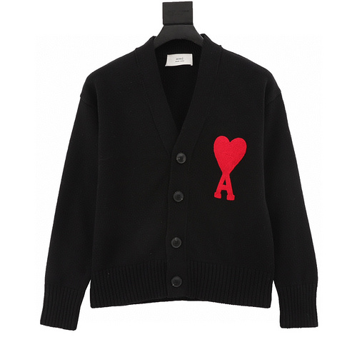designer,replica,clothing,fake,1:1,lv,luxury,high quality AMI PARIS love embroidered sweater cardigan (4F35)