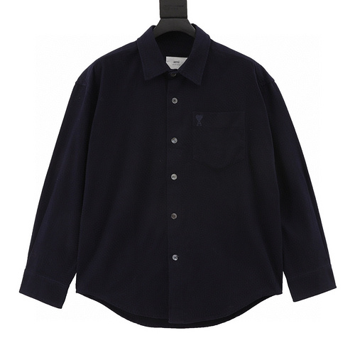 designer,replica,clothing,fake,1:1,lv,luxury,high quality AMI chest pocket heart solid color long-sleeved shirt (2265)