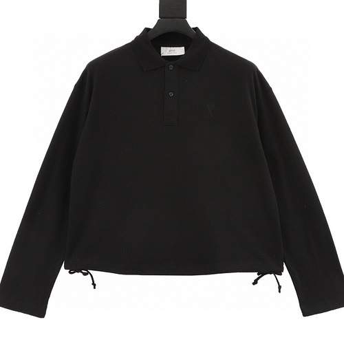 designer,replica,clothing,fake,1:1,lv,luxury,high quality Ami Paris love ribbon lapel long-sleeved T-shirt (AC58)