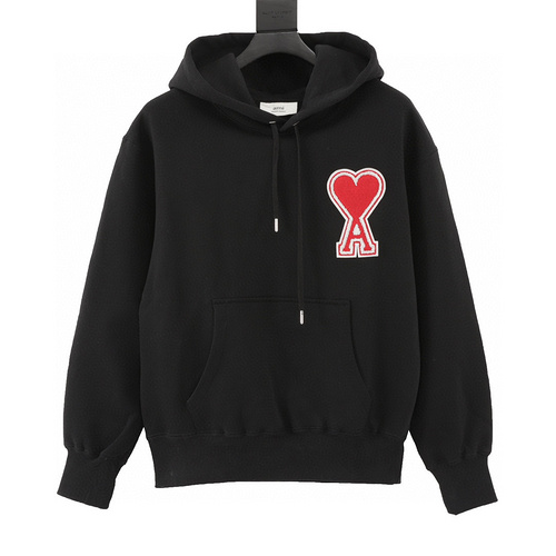 designer,replica,clothing,fake,1:1,lv,luxury,high quality Ami towel embroidered love hooded sweatshirt (9F9C)