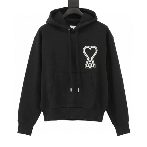 designer,replica,clothing,fake,1:1,lv,luxury,high quality Ami towel embroidered love hooded sweatshirt (A867)