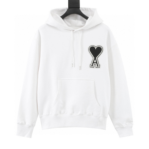 designer,replica,clothing,fake,1:1,lv,luxury,high quality Ami towel embroidered love hooded sweatshirt (FE2D)