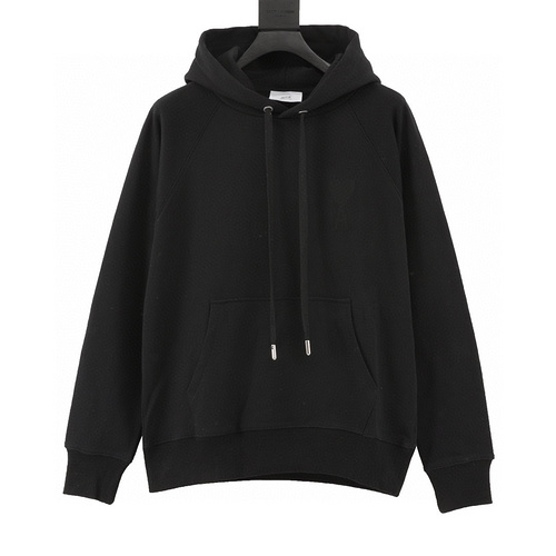 designer,replica,clothing,fake,1:1,lv,luxury,high quality Ami classic love logo embroidered hooded sweatshirt (2B04)