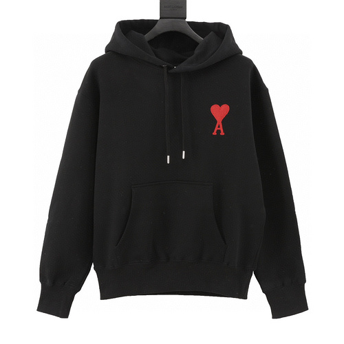 designer,replica,clothing,fake,1:1,lv,luxury,high quality Ami classic love logo embroidered hooded sweatshirt (472D)