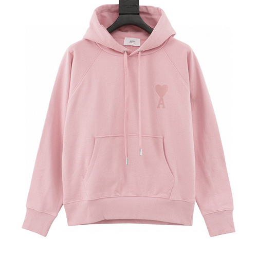 designer,replica,clothing,fake,1:1,lv,luxury,high quality Ami classic love logo embroidered hooded sweatshirt (4B5E)