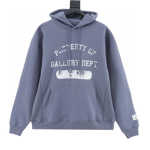 designer,replica,clothing,fake,1:1,lv,luxury,high quality GALLERY DEPT mottled letters ash hooded sweatshirt (BC3B)