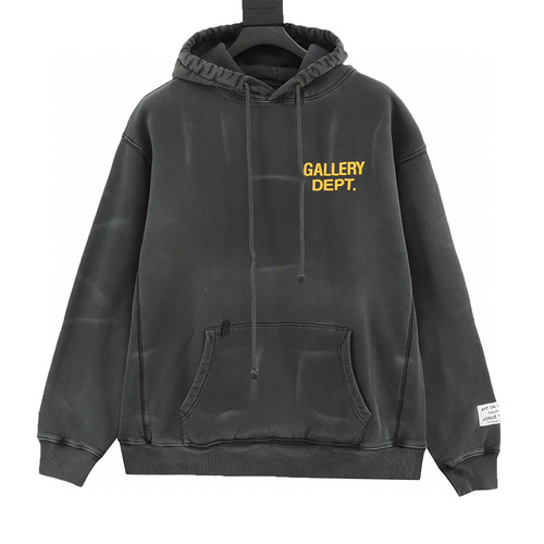 designer,replica,clothing,fake,1:1,lv,luxury,high quality GALLERY DEPT English letter printed water ripple hooded sweatshirt (7E7D)