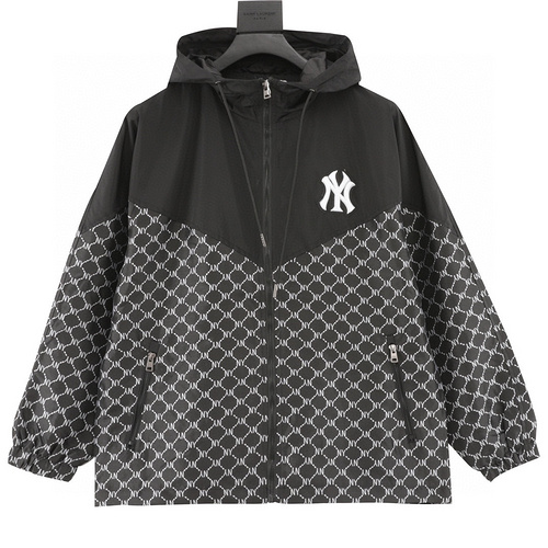 designer,replica,clothing,fake,1:1,lv,luxury,high quality MLB all-over logo printed windbreaker jacket (49AF)