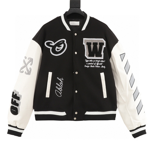 designer,replica,clothing,fake,1:1,lv,luxury,high quality OFF WHITE Letter Anchor Arrow Baseball Jacket (9105)