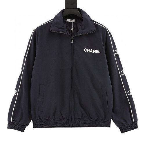 designer,replica,clothing,fake,1:1,lv,luxury,high quality CHANEL ∕Embroidered slogan retro zipper windbreaker jacket (60B1)