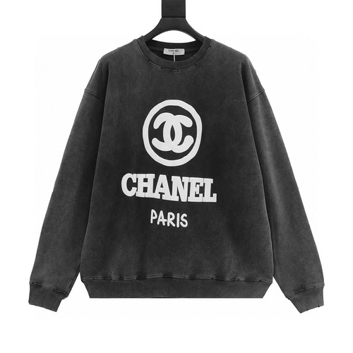 designer,replica,clothing,fake,1:1,lv,luxury,high quality CHANEL ∕Washed foam printed crew neck sweatshirt (EFA2)