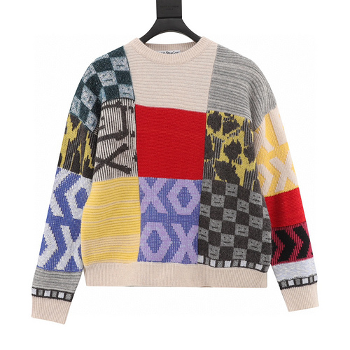 designer,replica,clothing,fake,1:1,lv,luxury,high quality Acne studios patchwork crew neck sweater (7D9B)
