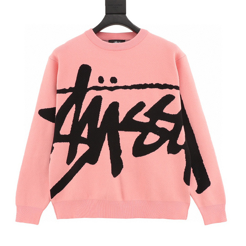 designer,replica,clothing,fake,1:1,lv,luxury,high quality Stussy jacquard knitted crew neck sweater with large LOGO letters on the front and back (3113)