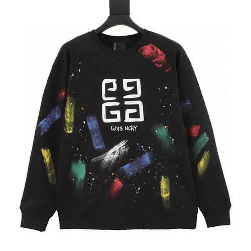 designer,replica,clothing,fake,1:1,lv,luxury,high quality Givenchy 24Fw graffiti ink 4G printed crew neck sweatshirt (9FAA)