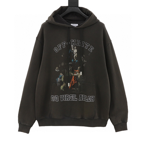 designer,replica,clothing,fake,1:1,lv,luxury,high quality OFF WHITE CO VIRGIL 24FW Psalm Virgin printed hooded sweatshirt on the chest (6837)