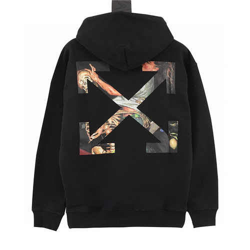 designer,replica,clothing,fake,1:1,lv,luxury,high quality OFF WHITE C∕O VIRGIL religious oil painting arrow print hooded sweatshirt (2561)
