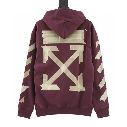 designer,replica,clothing,fake,1:1,lv,luxury,high quality OFF-WHITE Tape Printed Hooded Sweatshirt (A3D2)