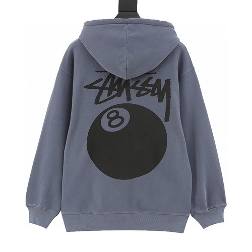designer,replica,clothing,fake,1:1,lv,luxury,high quality Stussy Stussy black eight-zip hooded jacket (D5EB)