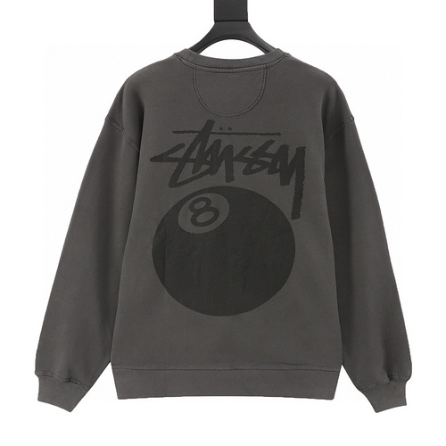 designer,replica,clothing,fake,1:1,lv,luxury,high quality Stussy Stussy black eight round neck sweatshirt (4AB9)