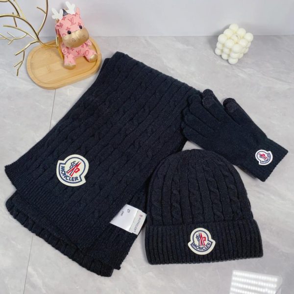 designer,replica,clothing,fake,1:1,lv,luxury,high quality Moncler scarf, hat and gloves three-piece set
