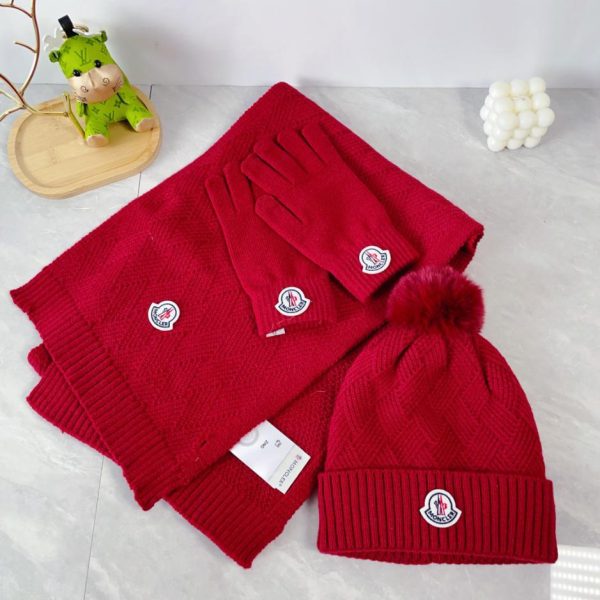 designer,replica,clothing,fake,1:1,lv,luxury,high quality MONCLER scarf, hat and fur ball gloves three-piece set