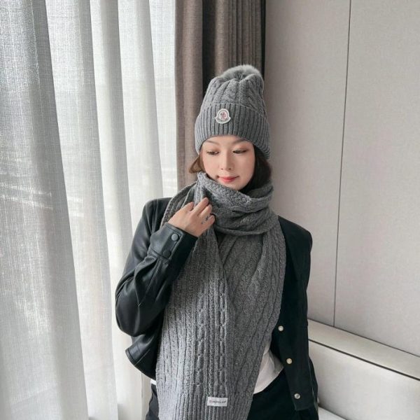 designer,replica,clothing,fake,1:1,lv,luxury,high quality MONCLER Hat and Scarf Classic Set