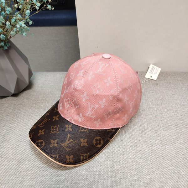 designer,replica,clothing,fake,1:1,lv,luxury,high quality Louis Vuitton presbyopic leather high version baseball cap pink