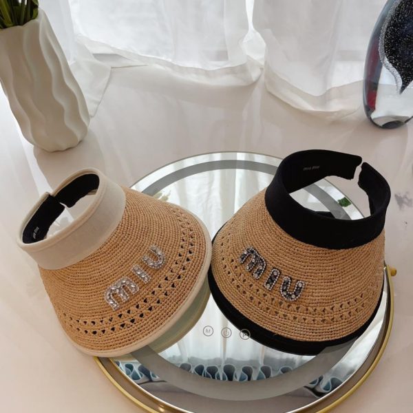designer,replica,clothing,fake,1:1,lv,luxury,high quality MiuMiu high-end raffia hairpin empty top hat