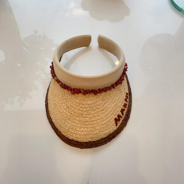 designer,replica,clothing,fake,1:1,lv,luxury,high quality MARNI spring and summer new style raffia contrasting empty top hat